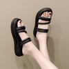 Thick Bottom Two Wear Sandal Slippers Female Outside Wear Summer Fairy Heightened Slippers Beach Shoes Female Fashion Women Summer Breathable Shoes