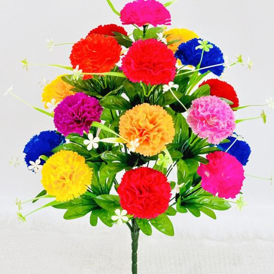 Artificial Carnation Realistic 18 Head Fake Silk Flower UV Resistant Wedding Party
