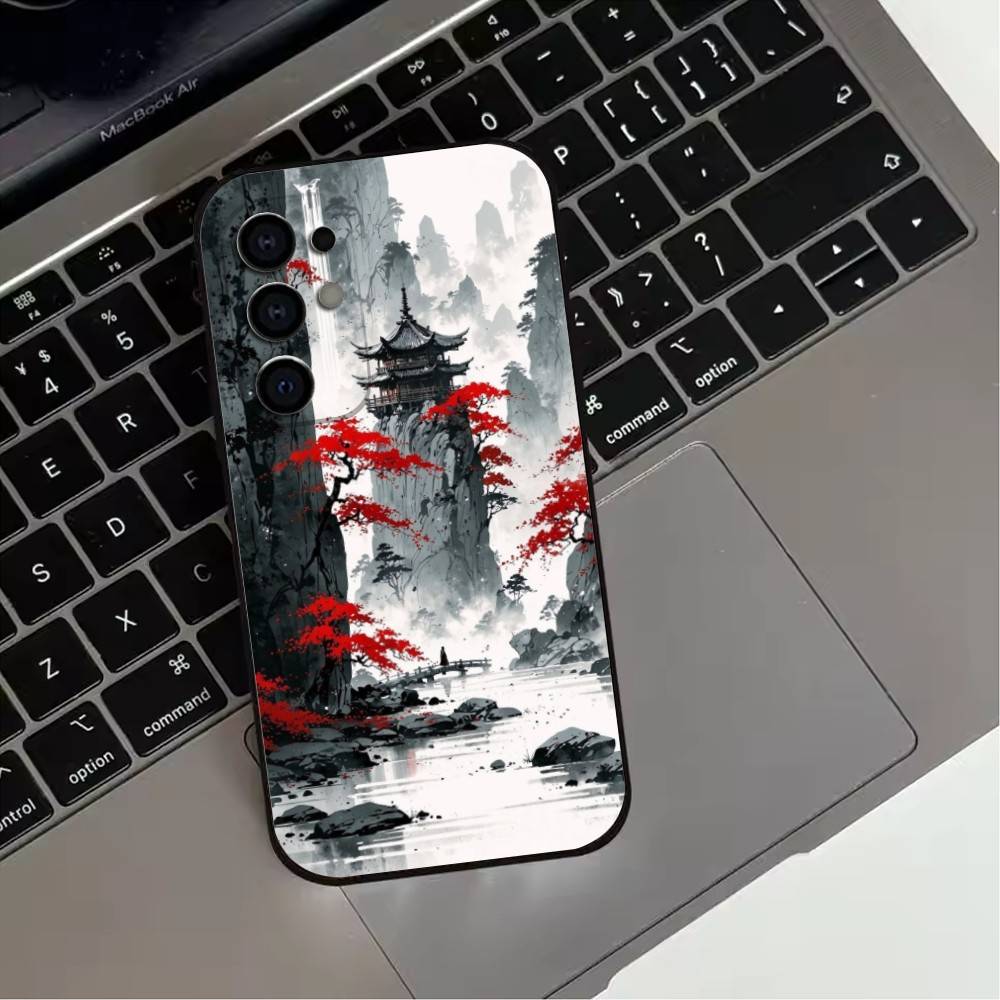 C-китайский l-пейзаж Чехол для телефона для Samsung S25, S24, S21, S22, S23, S30, Ultra, S20, Plus, Fe, Lite, Note, 10, 9, 5G Черный чехол