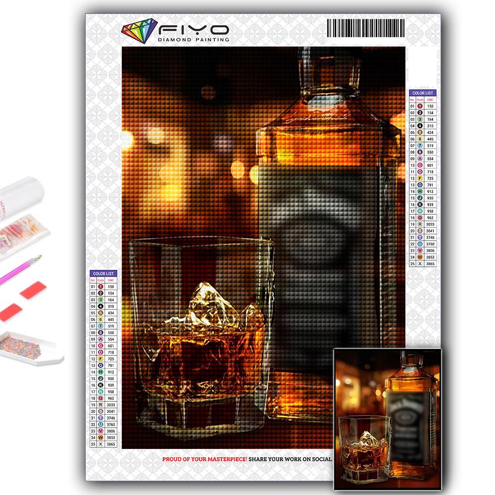 5D DIY Whiskey Cross Stitch Rhinestones Diamond Drawing Embroidery Mosaic Home Decor