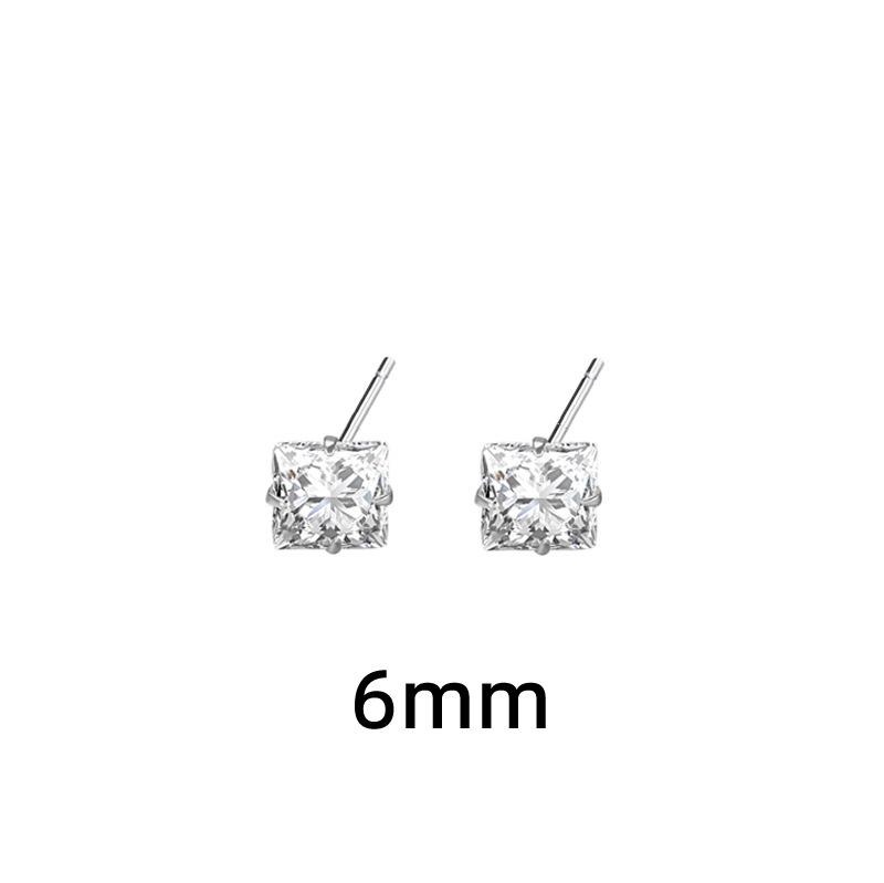 Маленькие квадратные серьги-пусеты с цирконом в корейском стиле для проколотых ушей - Простые нюдовые бриллиантовые пусеты для хряща для создания многослойного образа