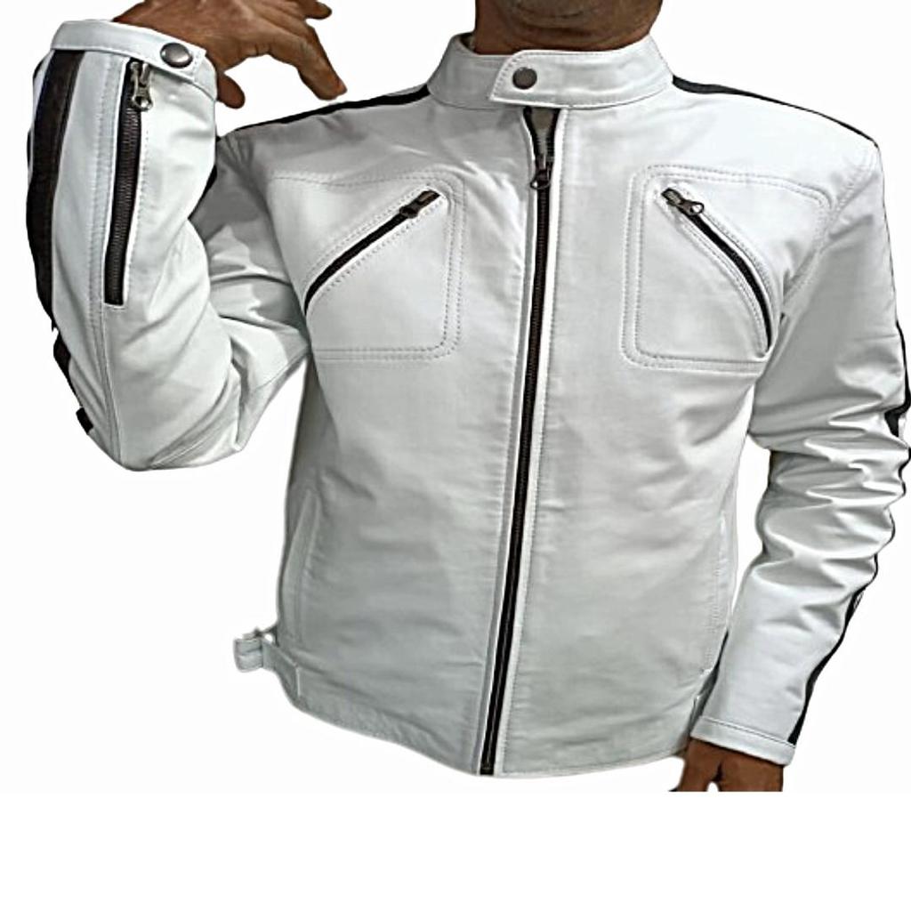 Мужская кожа овчины, косуха, мотоциклетная куртка, мотокуртка в стиле вестерн, белая кожаная куртка, куртка для вечеринок, специальный подарок для него