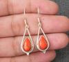 Orange Copper Turquoise Pear Gemstone Solid 925 Sterling Silver Women Dangle Earring Boho Jewelry