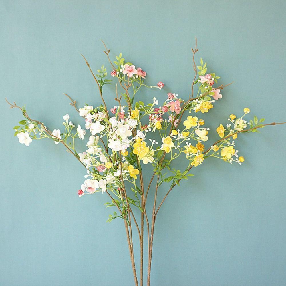 With Leaf Artificial Flower Single Small Flowers Plum Blossom Household Silk Flower Courtyard