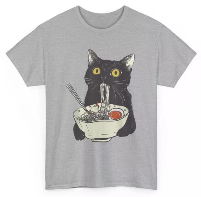 Funny Cat Eating Ramen Vintage Japanese Noodles TShirt Unisex T-Shirt