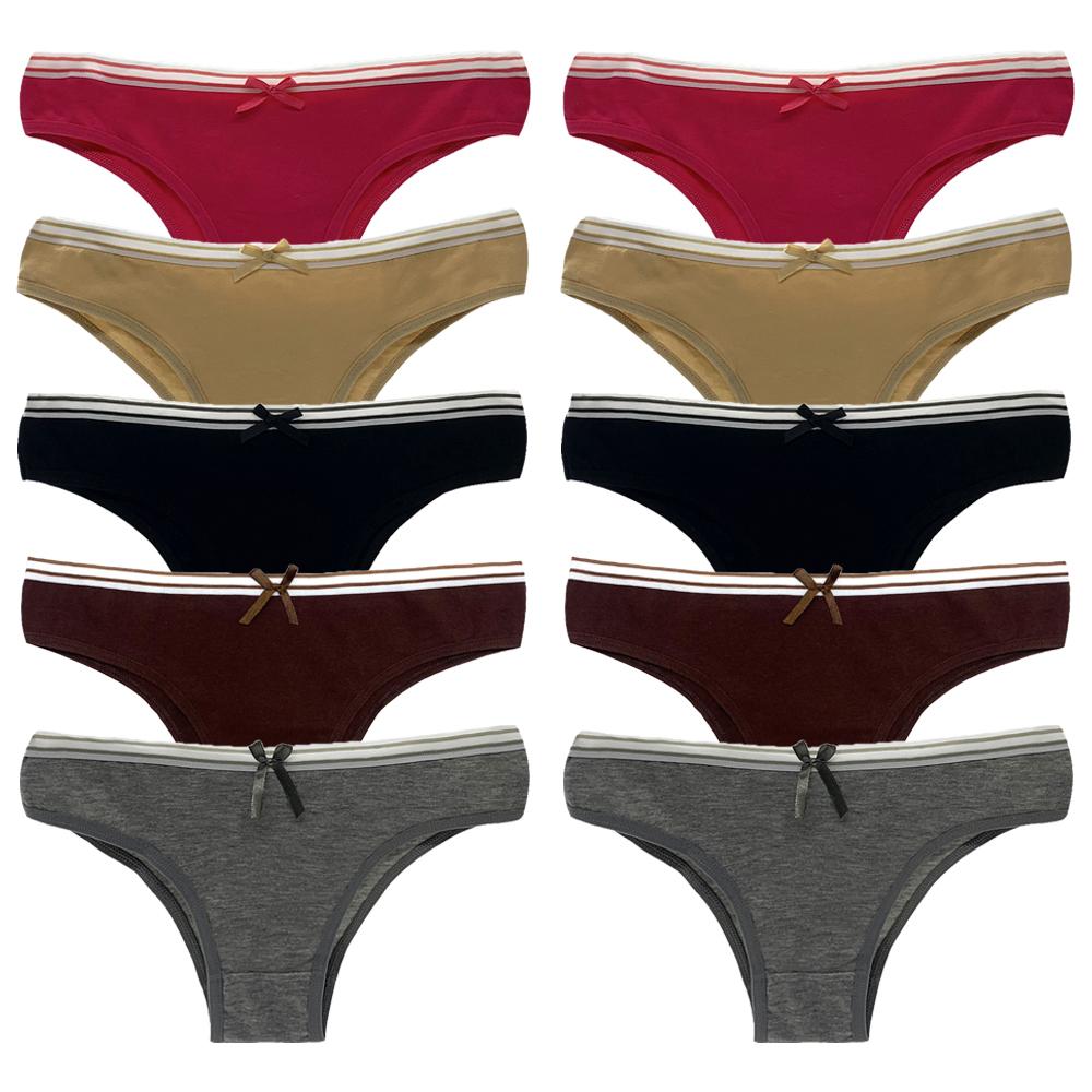 Panties for Woman Cotton Sexy Underwear Ladies Bikini Girls Briefs Soft Knickers Low Waist Intimates Lingerie 10Pcs/set
