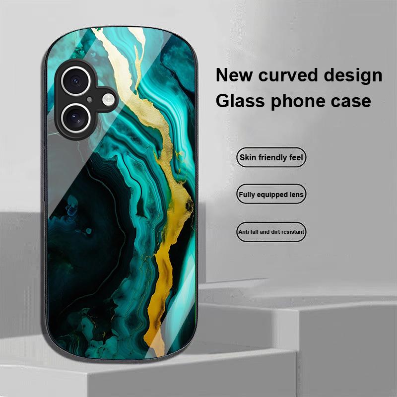 Зеленый мрамор для Apple iPhone 16 11 13 15 14 Pro Max 12 Mini 7 8 Plus XR X XS Чехол для телефона из закаленного стекла эллиптической формы