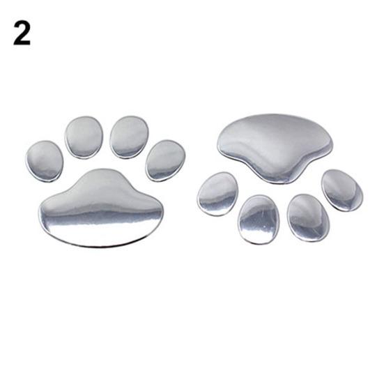 3D автомобильный серебристый/золотой бампер, корпус ST, наклейка на окно, наклейка в виде животного, кошки, собаки, лапы, с принтом ног