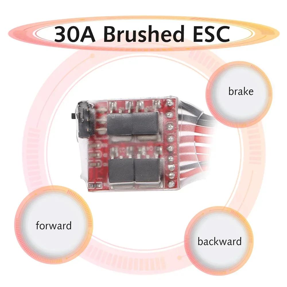 NEEBRC 30A Brushed ESC 4-8V Dual Way Brake Speed Controller for 1/16 1/18 1/24 RC Car Boat 370 380 390 Motor WPL HSP HPI Traxxas