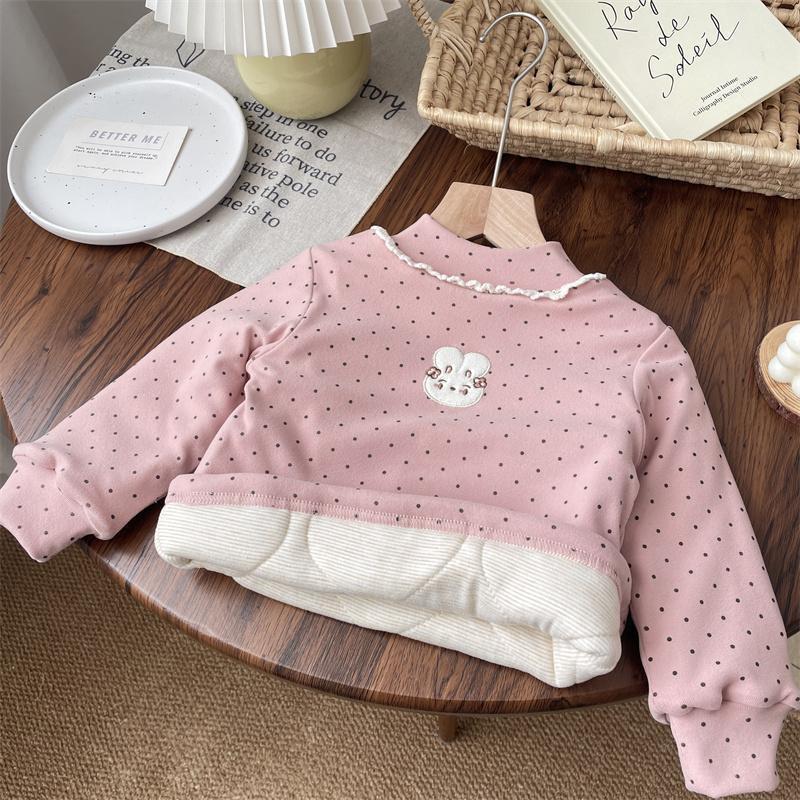Girls Winter Thick Cotton Top Half Turtleneck Warm Base Layer Infant Baby Girl Fleece Lined Clothes