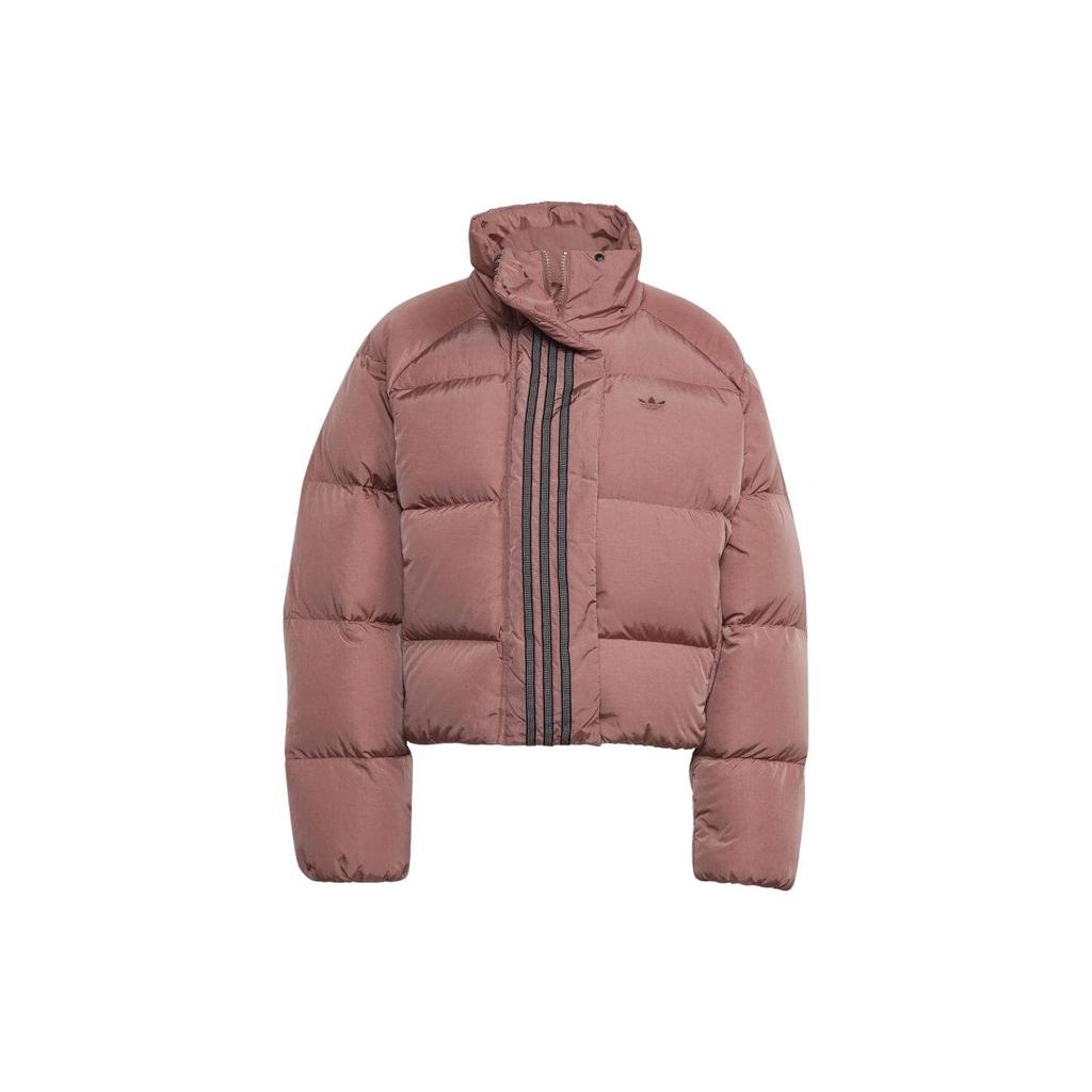 adidas Оригинальная короткая куртка-пуховик с цветными блоками и воротником-стойкой, женская верхняя одежда, светло-коричневая, красная HK5237