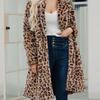 New Leopard Print Imitation Fur Coat Medium and Long Coat Plush Trench Coat Suit Collar