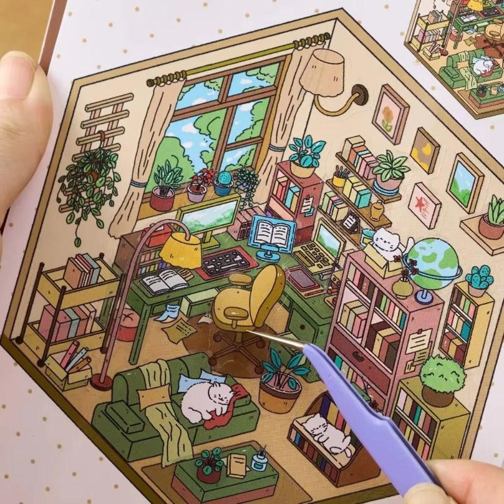 Landscape Stickers Miniature Scene Sticker Dream Town 4.0 Series Cottages Quiet Book Children Gift