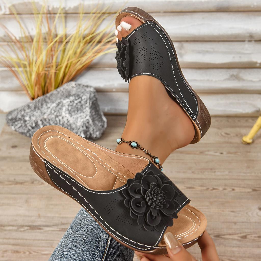 Модные женские тапочки Слипоны Противоскользящие Модные сандалии Элегантные тапочки на платформе Удобные повседневные туфли на танкетке Женские шлепанцы Женские