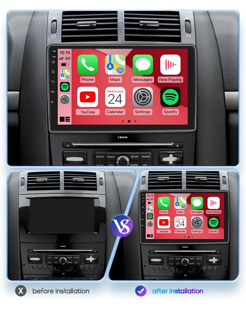 Android 14 автомобильный радиоплеер для Peugeot 407 cc 407 sw 2004 - 2011 Qualcomm автомобильный мультимедийный стерео радио GPS Carplay сенсорный экран