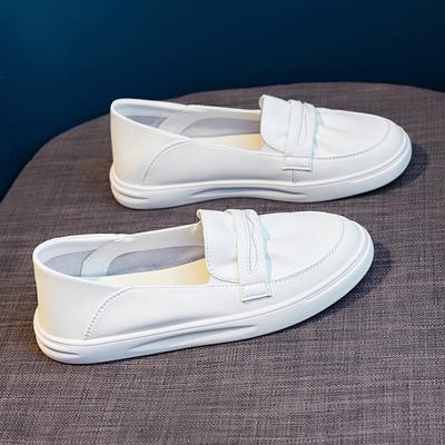 Версия из коровьей кожи, женские летние туфли медсестры на мягкой подошве, не утомляющие ноги, нескользящие маленькие белые туфли, толстая подошва увеличивает рост, рабочая обувь белая