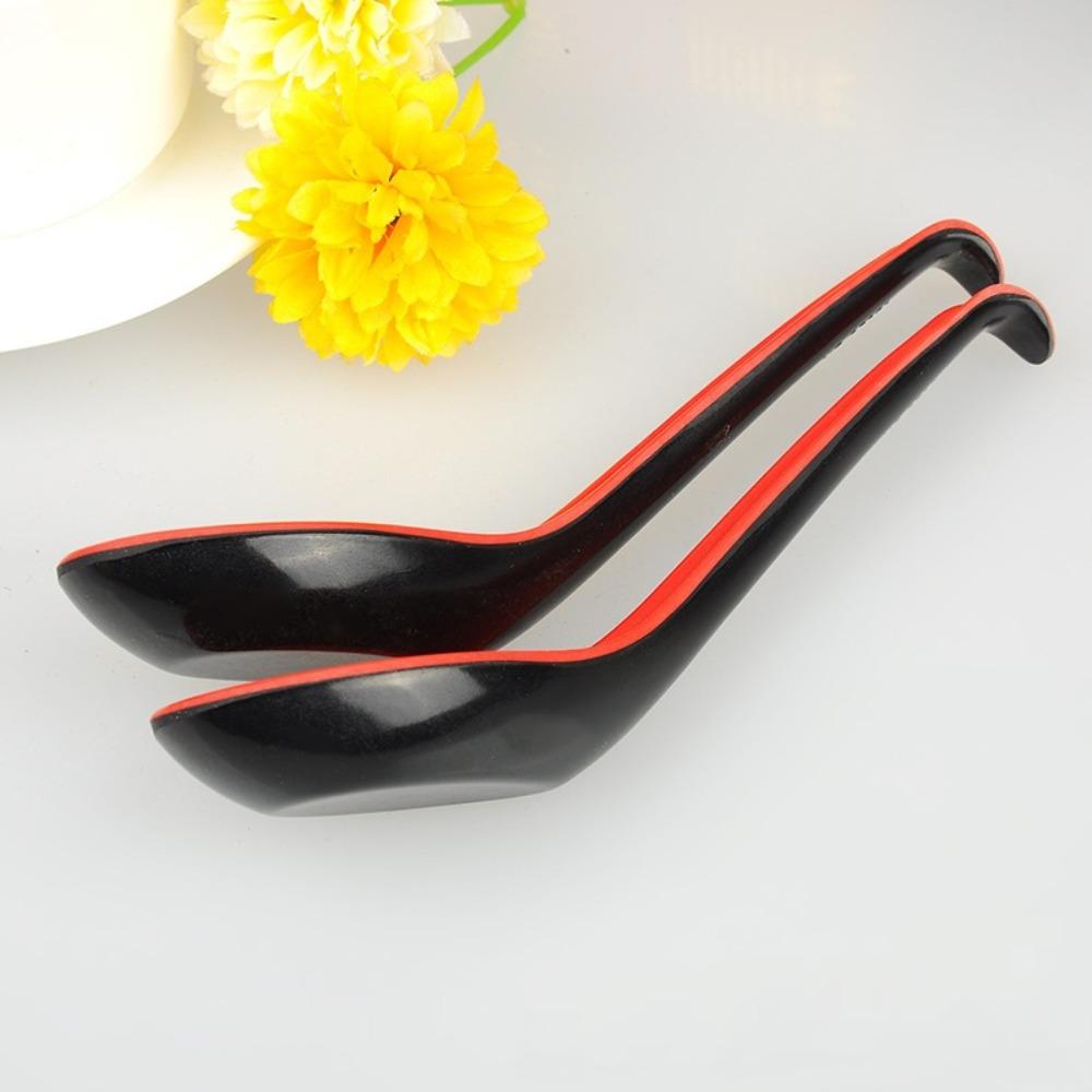 5pcs/set Bicolor Porridge Spoons Long Handle Red Black Soup Spoons Melamine Spoon Sauces