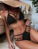 Women's Swimwear Solid Halter Bikini Back Tie Swimsuit Triangle Swimsuit Set 5 Colour