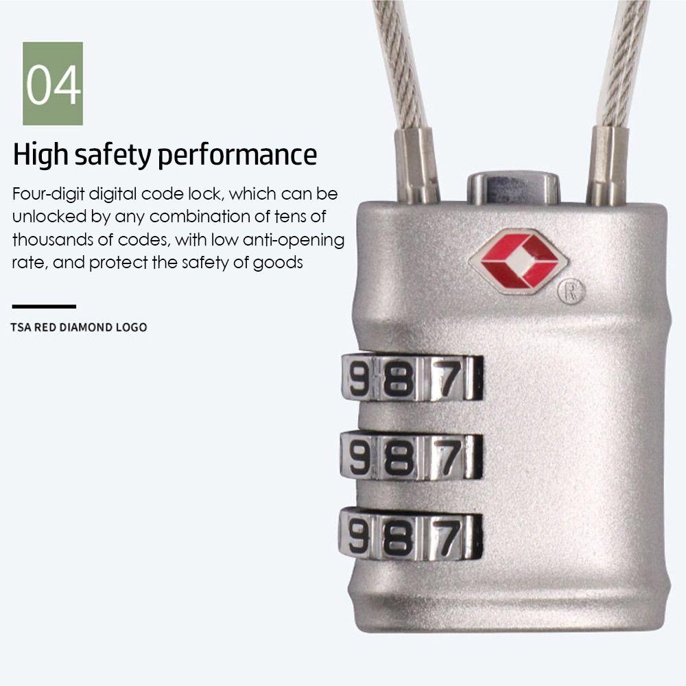 Portable Padlock TSA Customs Lock Smart Combination Lock Padlock with Steel Cable Customs Code Lock