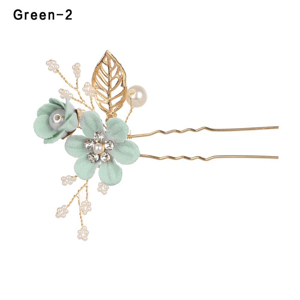 Fashion Elegant Blue Flower Women Hair Combs Headdress Prom Bridal Wedding Hair Accessories Gold Leaves Hair Jewelry Hair Pins