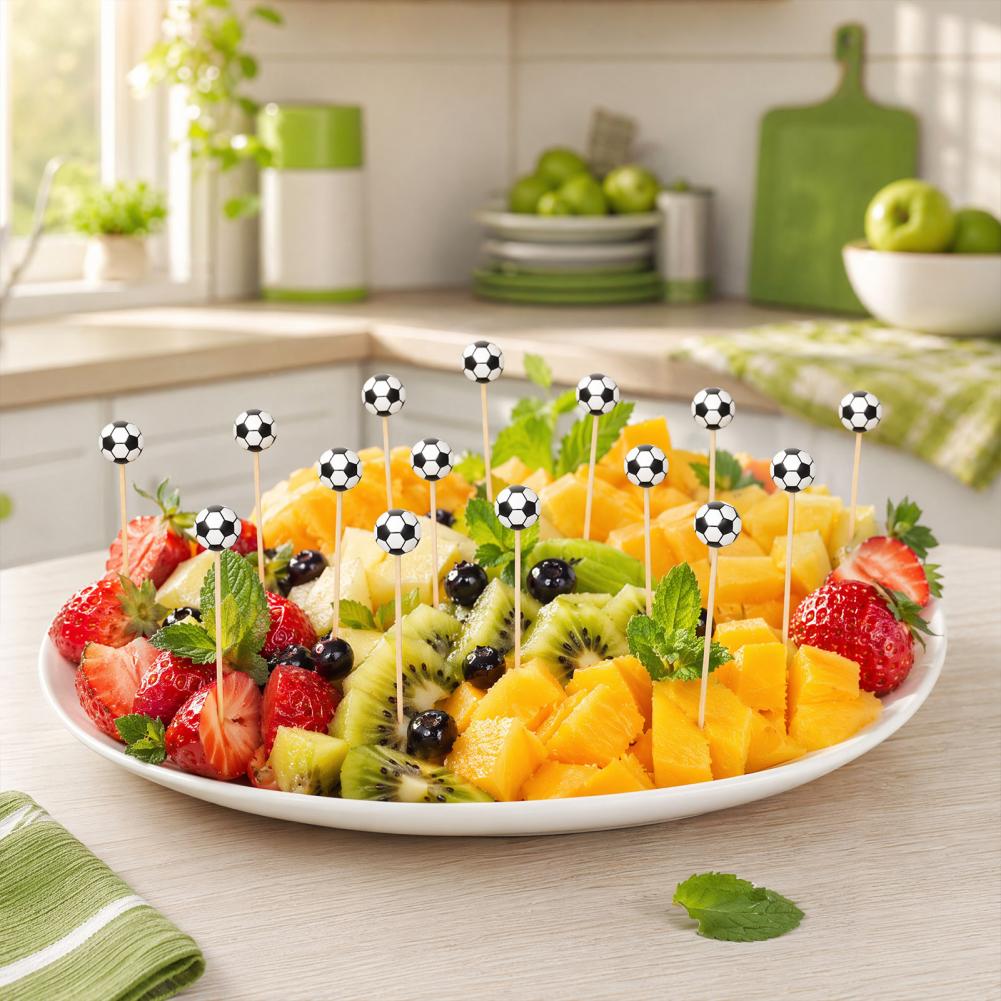 Eco Toothpicks 100 Pcs Baseball Toothpicks Decorative Bamboo Food Picks 4.7 Inch Party Appetizer Skewers for Bbq Desserts Party