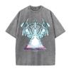 Anime YuGiOh Tshirt BlueEyes White Dragon Washed Yk T Shirt Mens Clothing Summer Short Sleeve Loose Cotton Soft Tees Tops