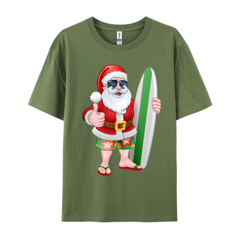 Cool Santa Surfboard Shades Cartoon Comfortable T Shirt Company Cool Cotton Fabric Men T Shirt Hip Hop Tee Shirts Wholesale