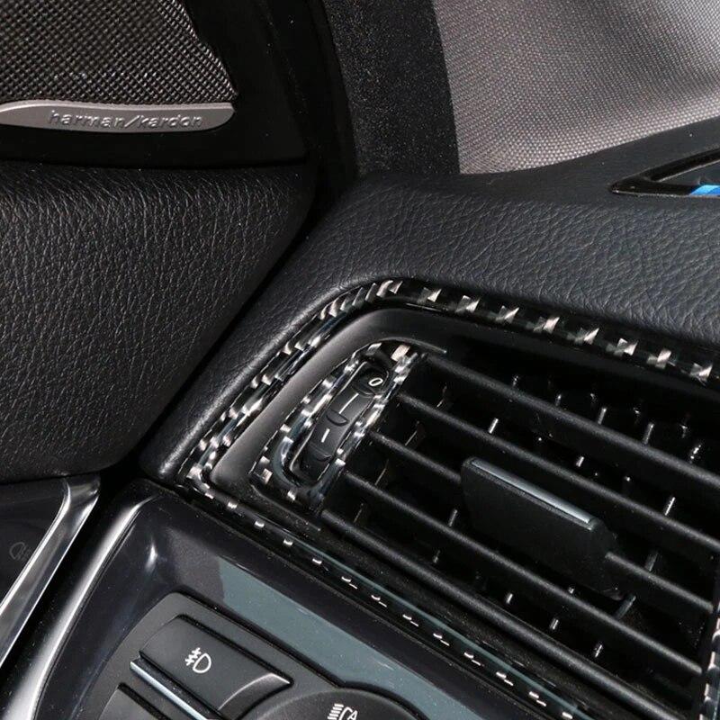 2pcs Car Air Outlet Air Conditioning Cover Sticker Carbon Fiber Trim Decorative Accessories For BMW 5 Series F10 2011-2017