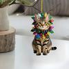 Милый Кот Подвеска-шарм для зеркала заднего вида автомобиля Плоский 2D акриловый котенок Рождественское украшение для елки Подвеска для интерьера автомобиля на Рождество для дома, окна, рюкзака