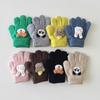 3-6 Years Children's Gloves Knitted Warm Cartoon Super Cute Five-finger Gloves Autumn Winter Solid Fashion Girls Boys Gloves