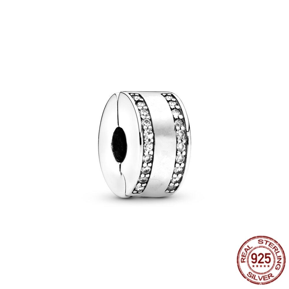 Стерлингового серебра 925 пробы, прозрачное Pav éClip, подвеска из бисера, подходит для милого модного браслета, ожерелье, модные украшения, подарок для женщин