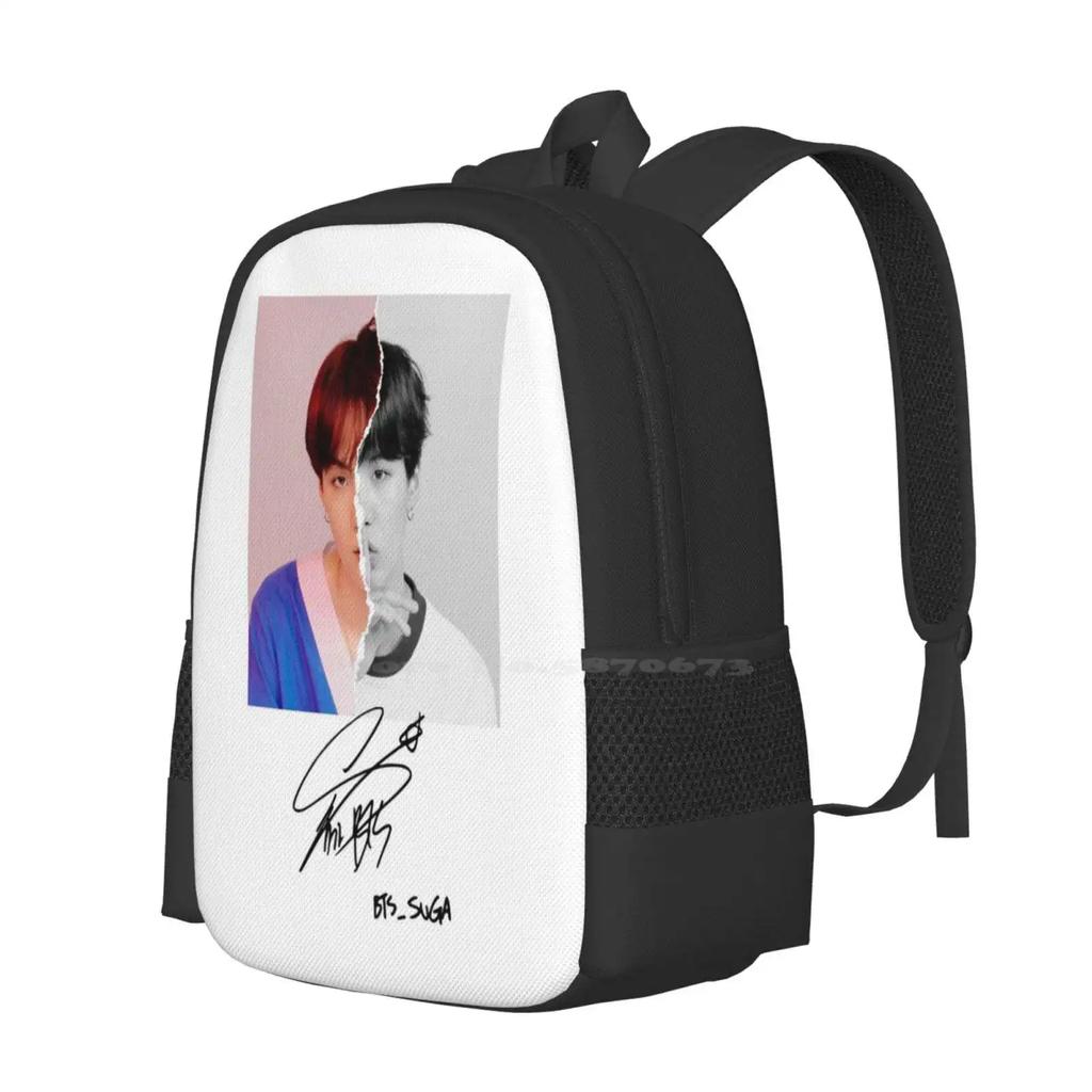 Suga Signature Fashion Pattern Design Travel Laptop School Backpack Bag Kpop Army Min Yoongi Yoongi Suga Love Yourself You