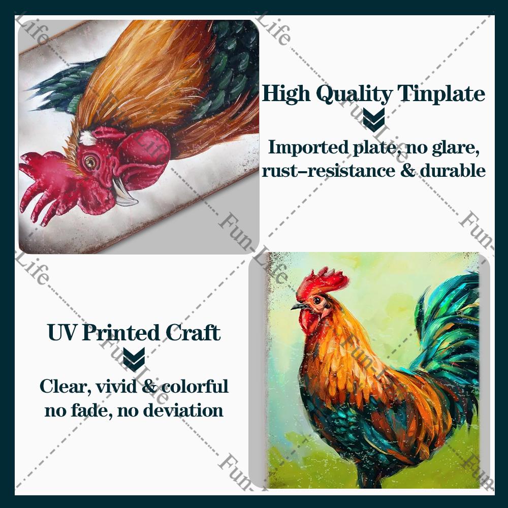 Винтажный постер с курицей, металлические жестяные знаки, тарелка, петух, куриное яйцо, ретро-налет, домашний декор на стену, 20x30 см