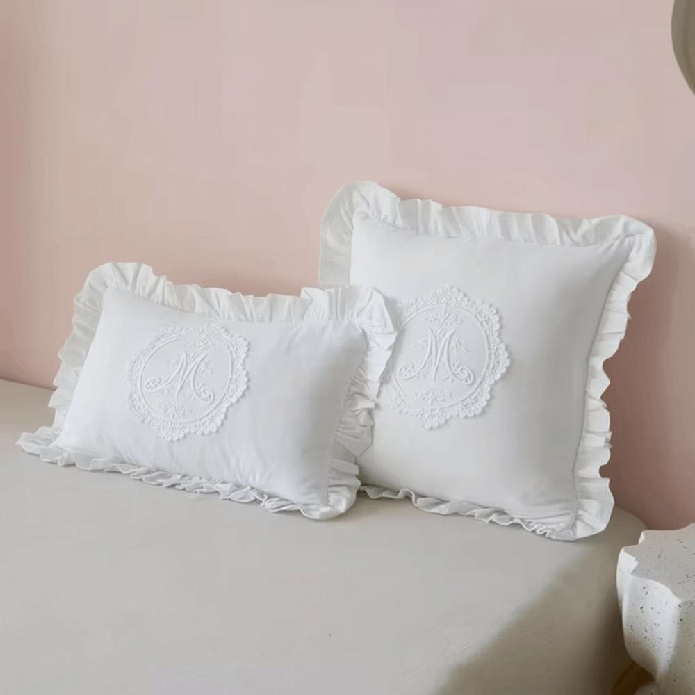 Washed Material Pillow Cover French Lace Bedroom Pillow Shell Comfortable Cushion Cover
