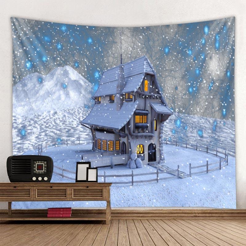 Рождественский гобелен, Рождественская елка, камин, теплая семейная настенная подвеска, рождественский снежный фон, украшение для дома, комнаты, подарки