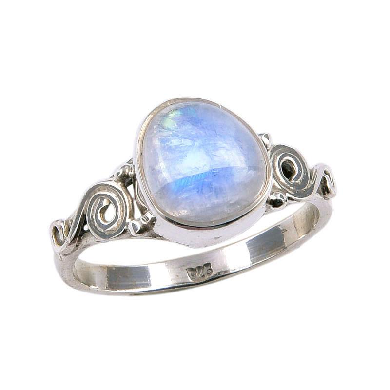 Natural Rainbow Moonstone Gemstone 925 Solid Sterling Silver Ring Size 5.5 Y6n93