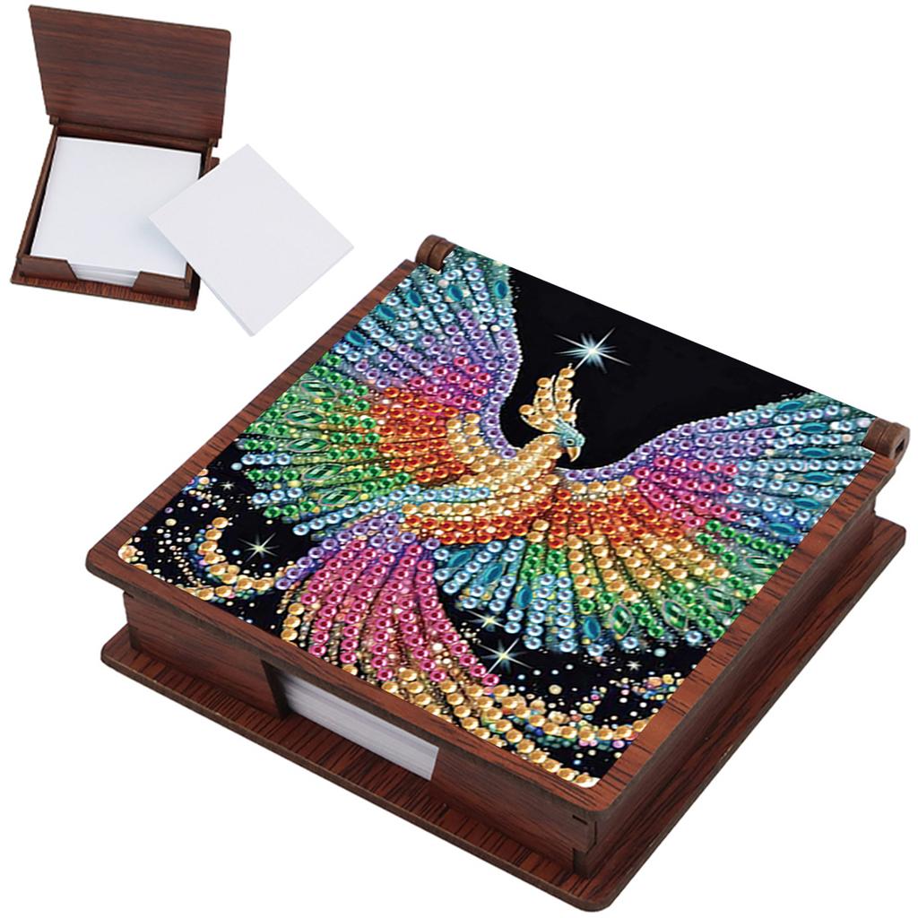 Wooden DIY Diamond Painting Kit Note Box Contains 160 Sheets of Paper Memo Paper Storage Box Diamond Art for Office Desk
