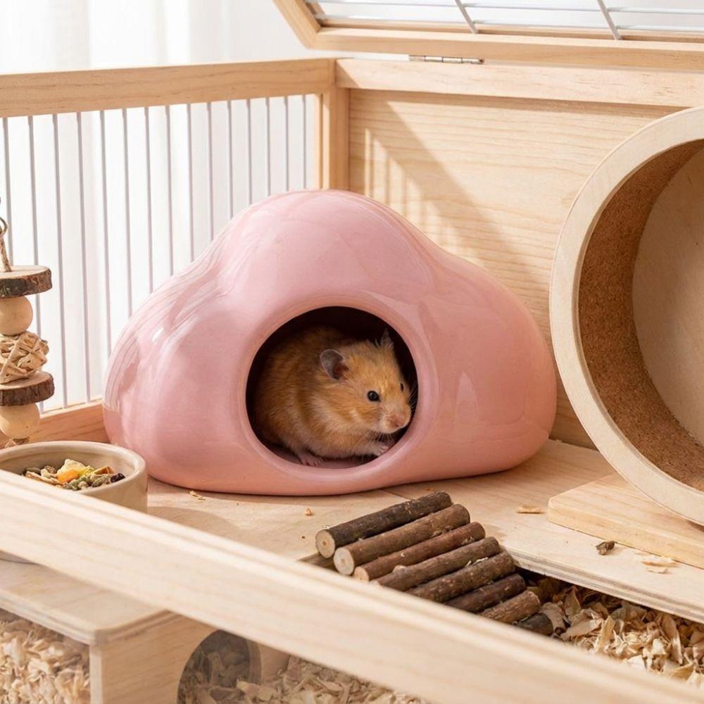Non-Slip Ceramic Hamster Nest Smooth Surface Hamster Cooling House Summer Cooling