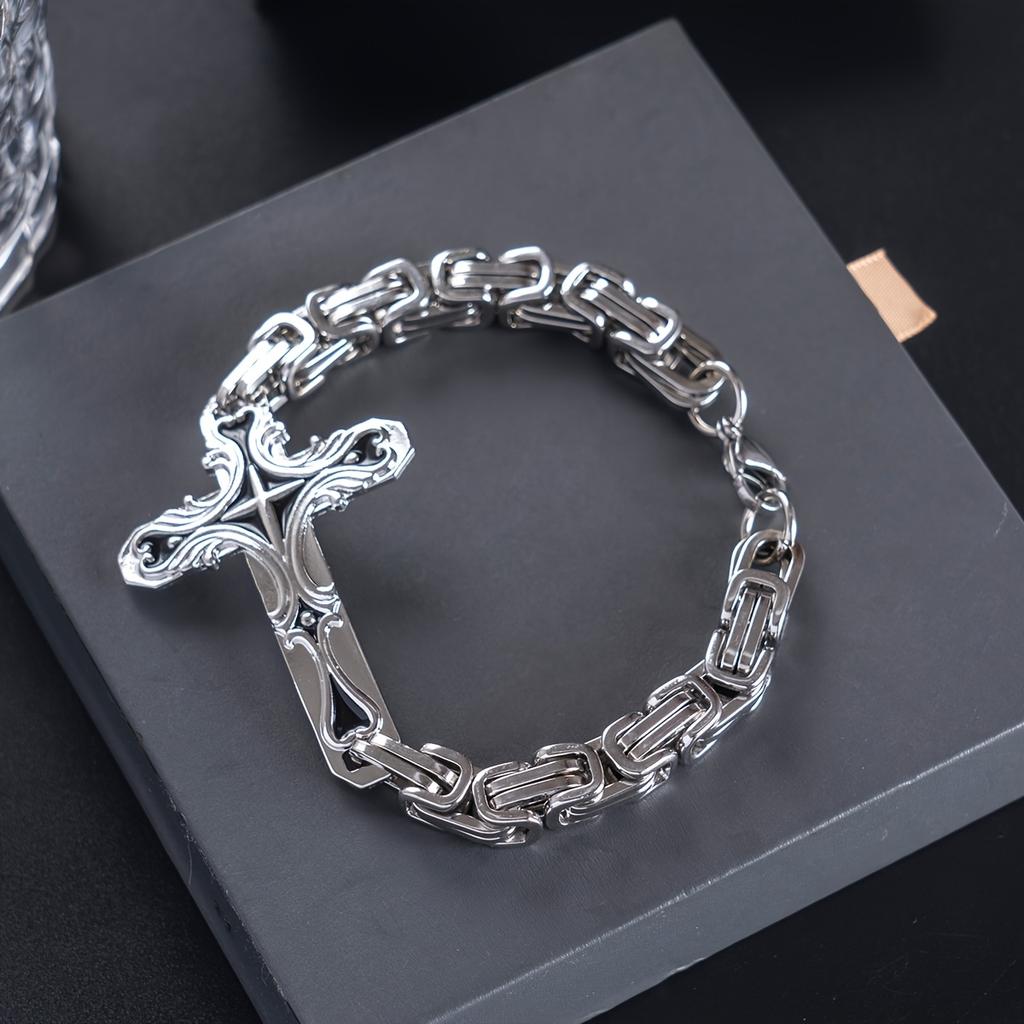 Fashion With 8mm Thick Man Trendy Emperor Chain Cross Bracelet Personalized Fashion Thick Stainless Steel