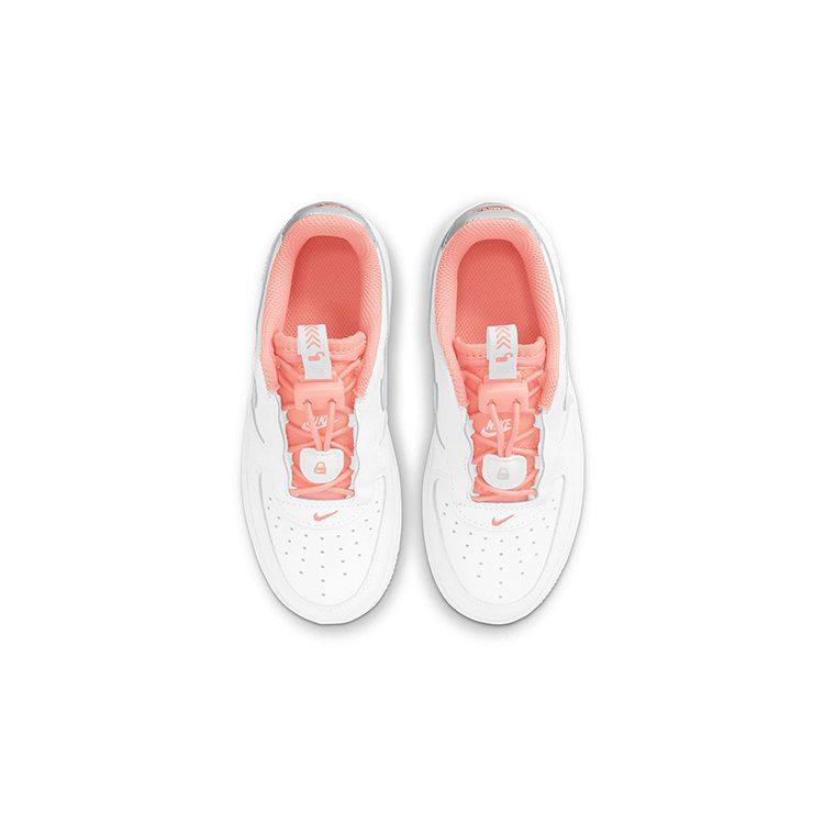 Nike Nike Air Force 1 со шнурком-затяжкой, кожаные, нескользящая подошва, амортизация, износостойкие, низкие, детские скейтбордические кроссовки CU5287-103