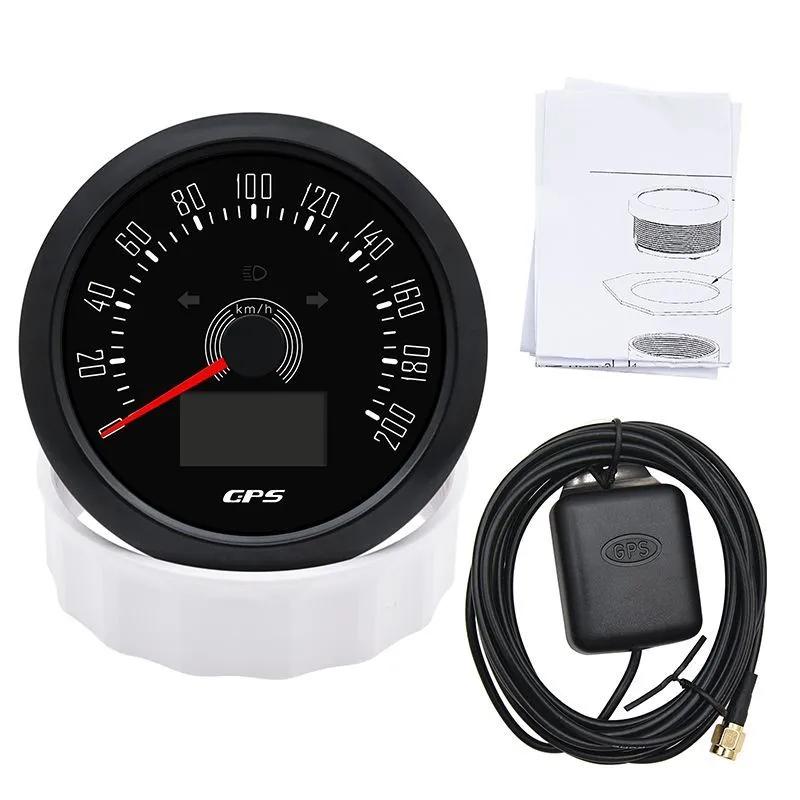 85MM GPS Speedometer 0-200KMH With GPS Antenna 7 Colors Backlight Digital LED Odometer Gauge for 12V24V Car Boat Marine