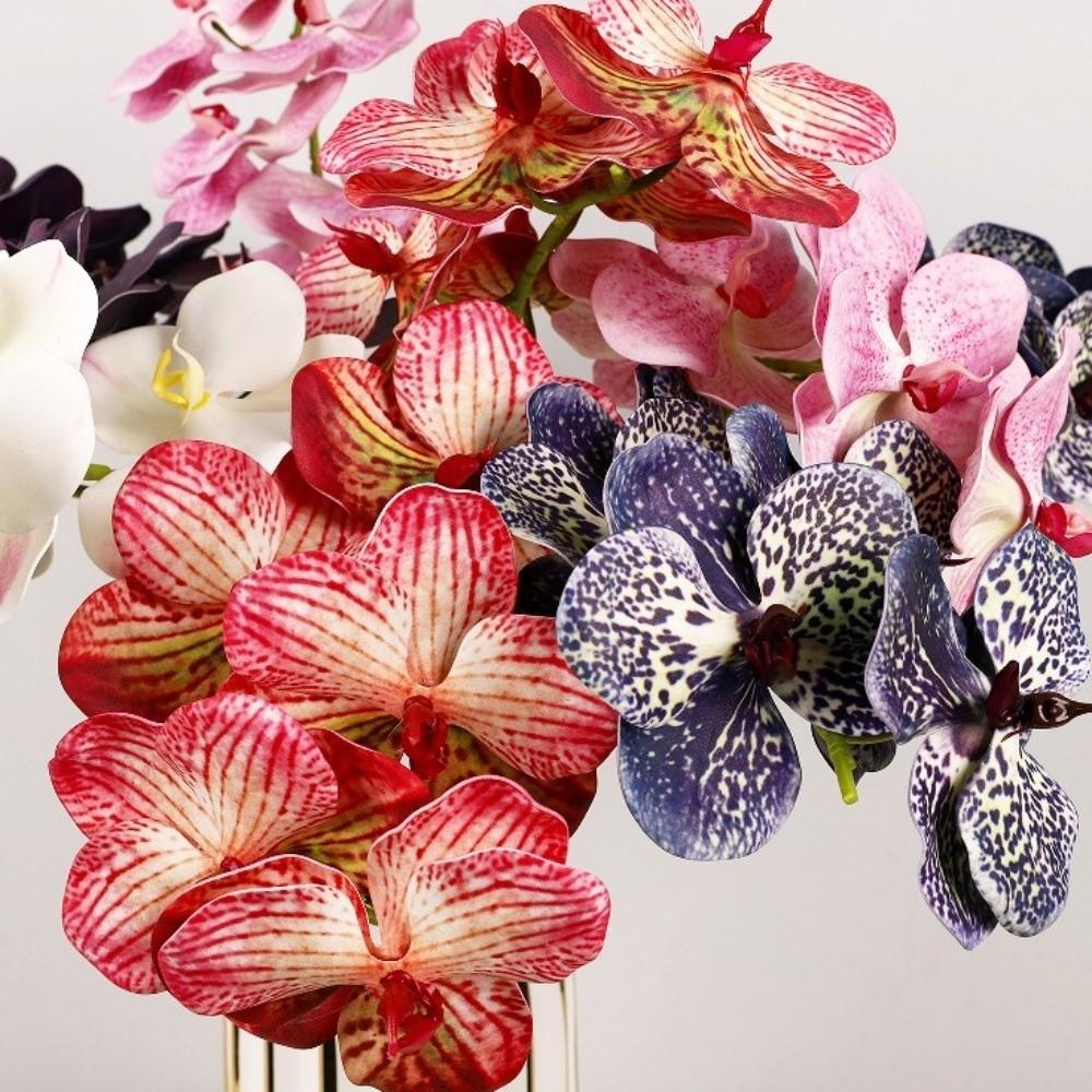 Handmade Artificial Vanda Orchid Flower Butterfly Orchid Fake Flower Branch Outdoor Garden Decor