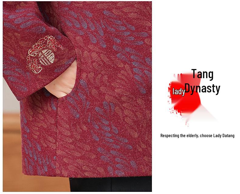 Осеннее пальто-вечернее платье в китайском стиле от бабушки - Элегантный наряд для женщин среднего и пожилого возраста