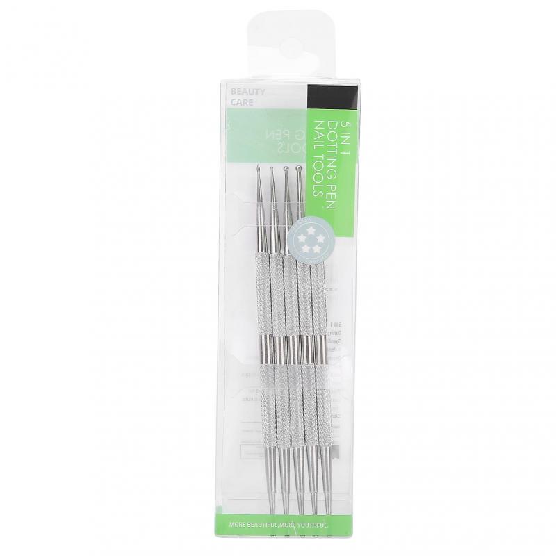 5 pcs Double Head Nail Art Dotting Pen Stainless Steel Painting DIY Decoration