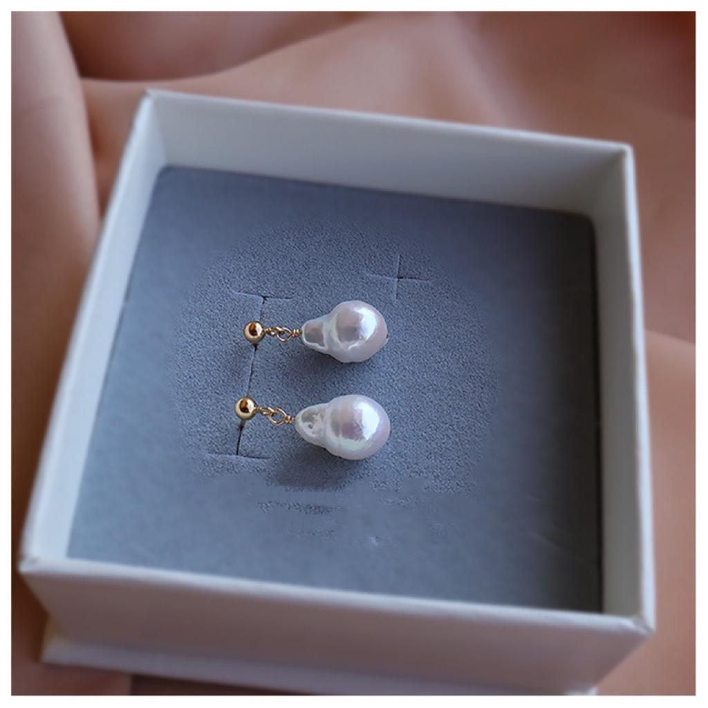 Винтажные плиссированные серьги-гвоздики с жемчугом AK Baroque в форме капли воды, иглы из серебра 925 пробы, позолоченные 14-каратным золотом, натуральные жемчужины особой формы, длинные и короткие стили