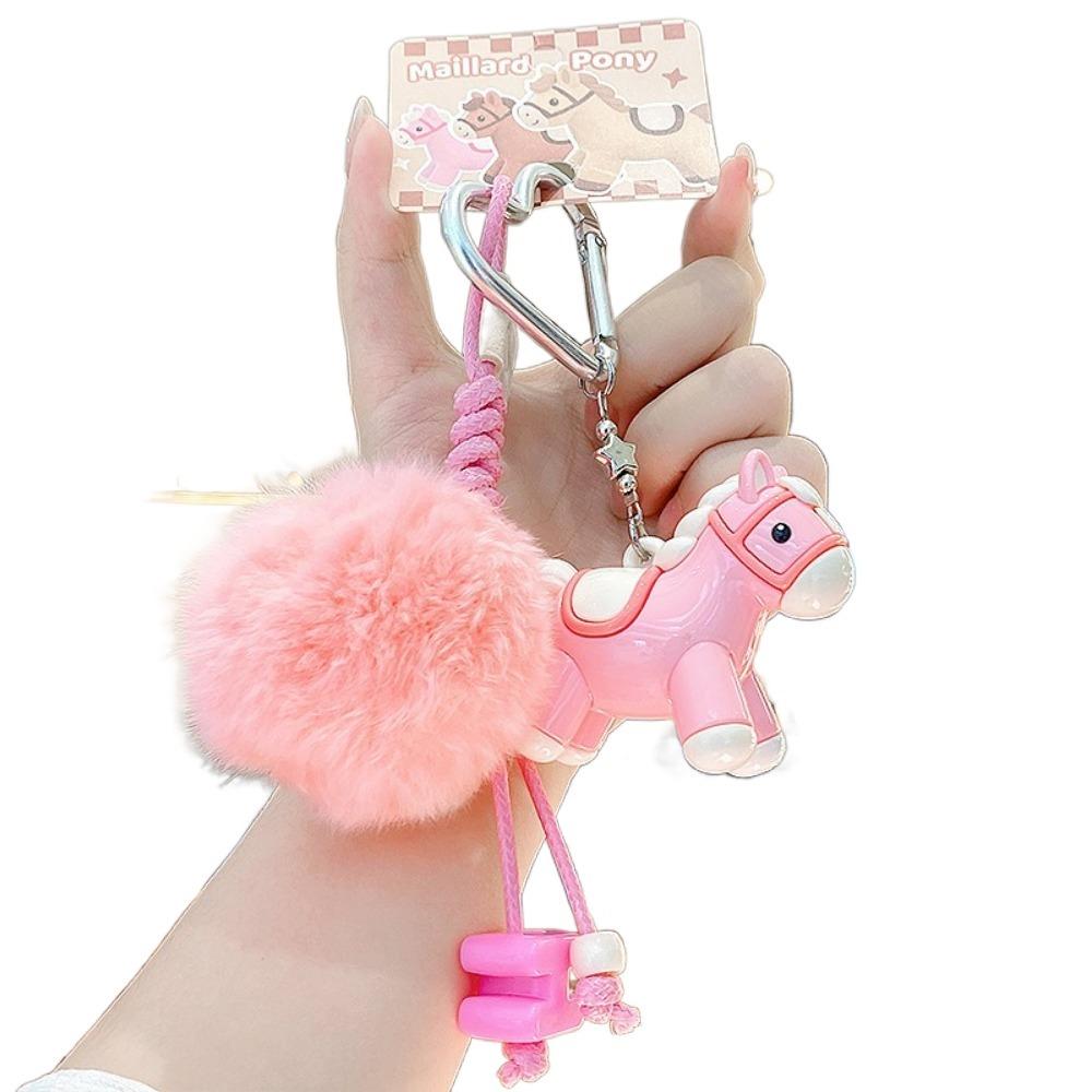with Ball Horse Keychain Chinese Style New Year Keyring Cute Plush Pony Keychain  Kids Gifts