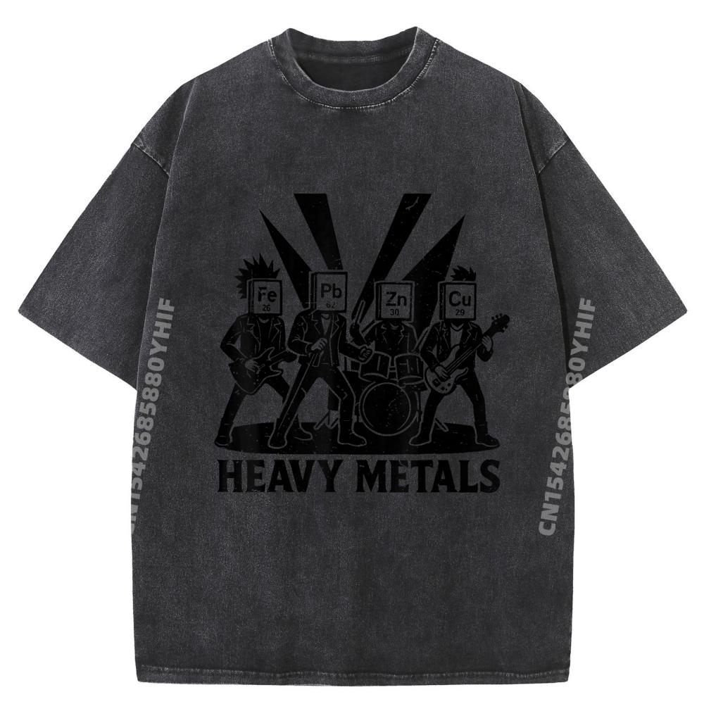 Funny Chemistry Heavy Metals Science Teacher Periodic Table Graphic T Shirts Men's T-Shirts Washed Slogan