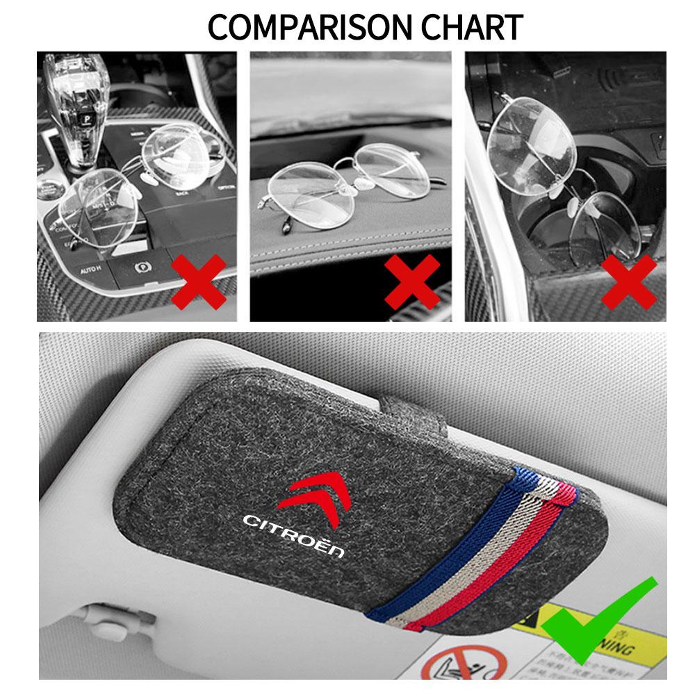 URXE5 1pc Felt Car Sunglasses Organizer Bag Eyeglass Storage Clip For Citroen C1 C2 C3 C4 C4L C6 C5 VTS DS5 Auto Accessories Styling
