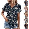 Летние женские топы с цветочным узором для женщин, удобные женские топы с v-образным вырезом и короткими рукавами, футболки большого размера