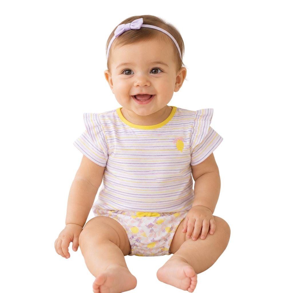 Carrement Beau Girls Striped Embroidered Ruffle T-Shirt